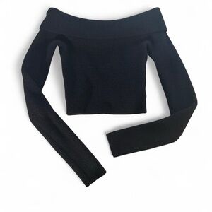American Eagle Outfitters Black Knit Off the Shoulder Top